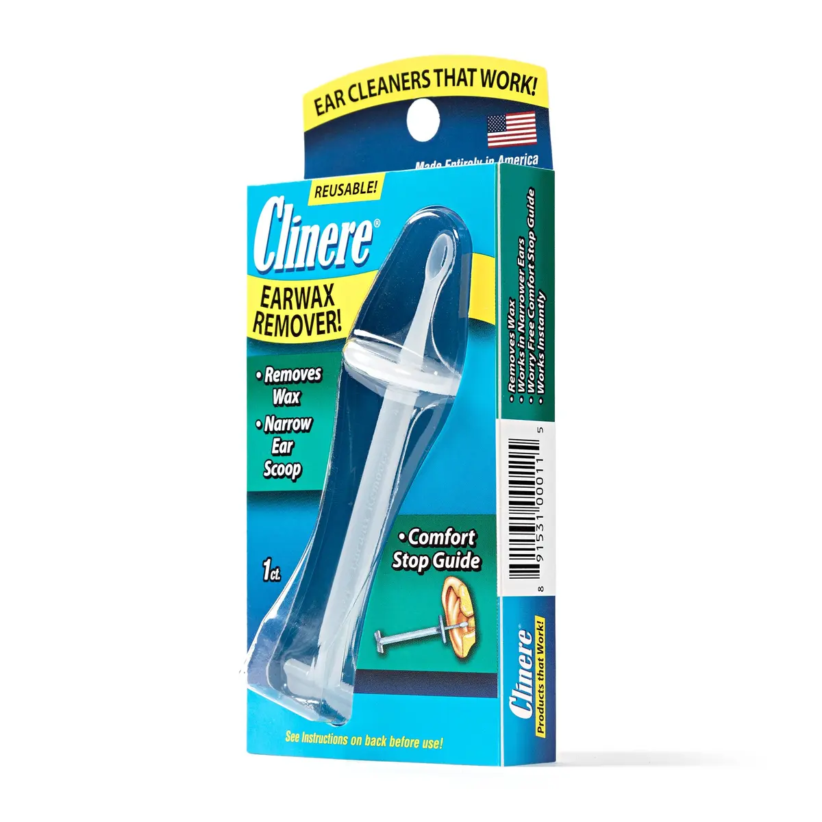 Clinere Ear Cleaner Earwax Remover Reusable Tool with Comfort Guide, 1ct | Safe, Effective Earwax Scooping Tool for Home Use - view 2