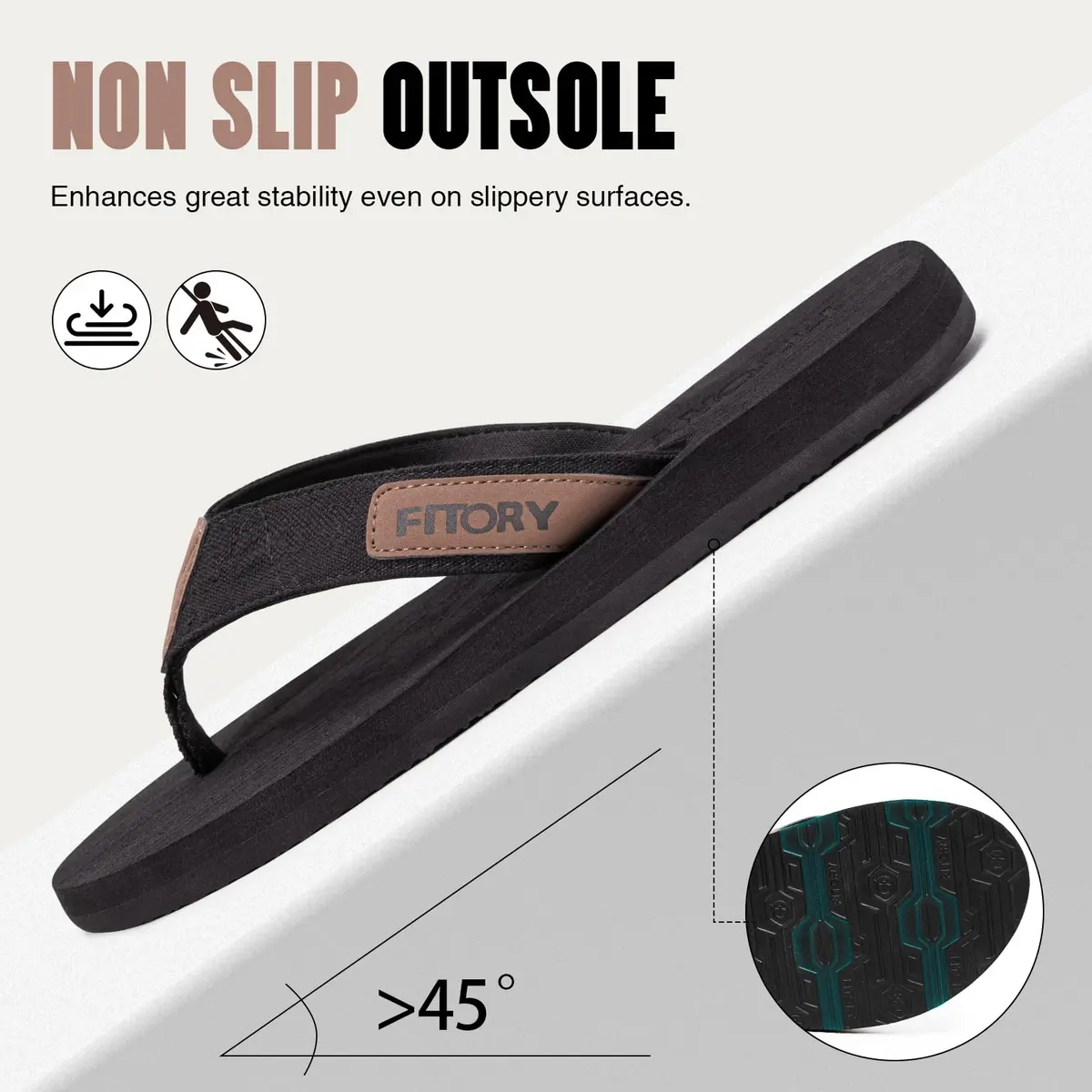 FITORY Men's Flip-Flops, Thongs Sandals Comfort Slippers for Beach | Water-Resistant, Arch Support, Non-slip Sole - view 5