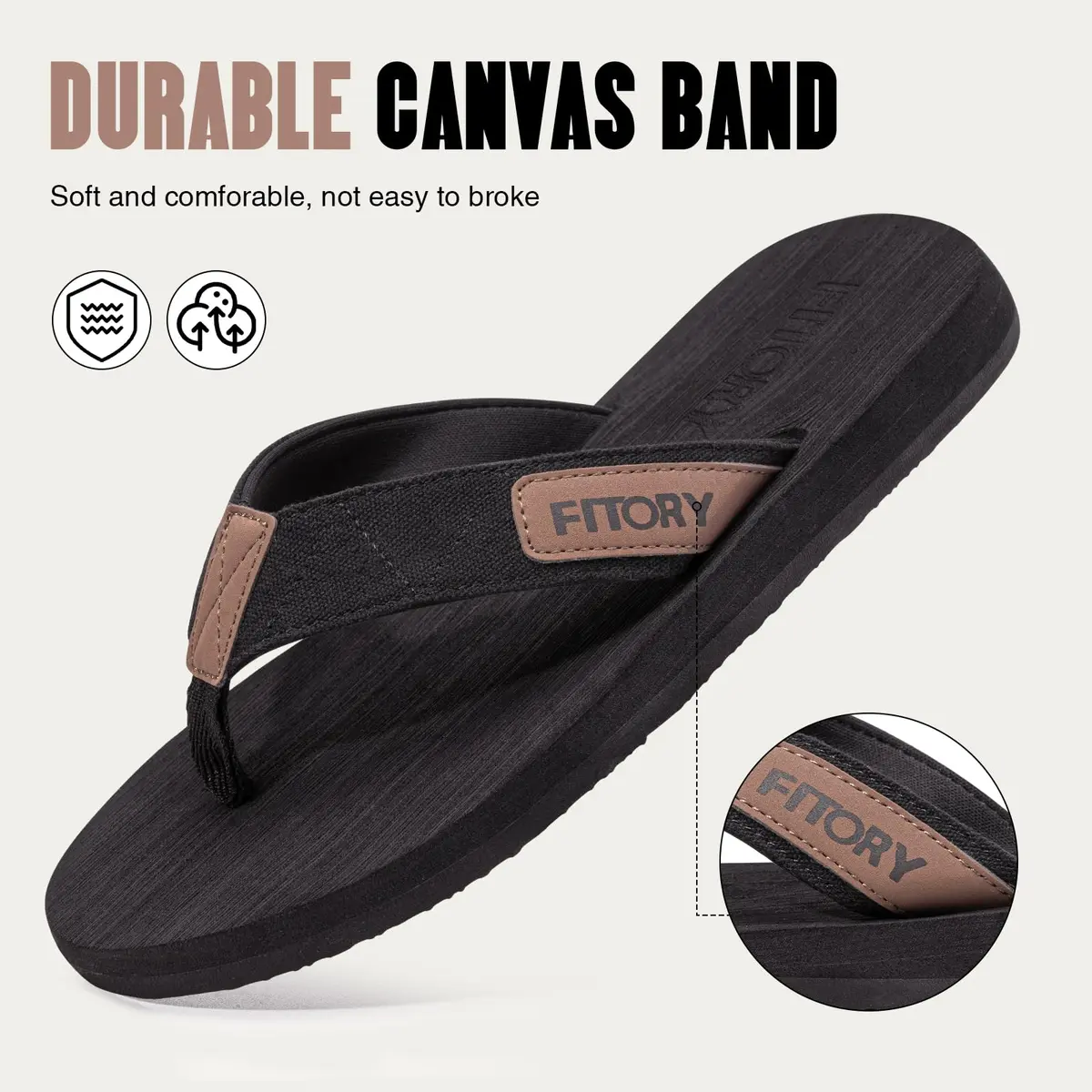 FITORY Men's Flip-Flops, Thongs Sandals Comfort Slippers for Beach | Water-Resistant, Arch Support, Non-slip Sole - view 4