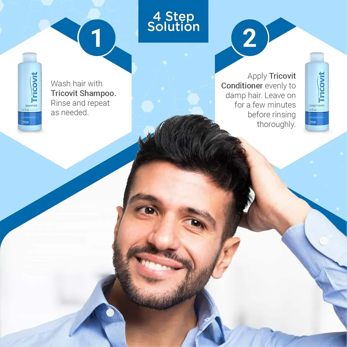Tricovit Forte Hair Loss Treatment - Hair Growth Products for Women & Men - Sebum Regulator (2.7 Fl Oz) - view 5