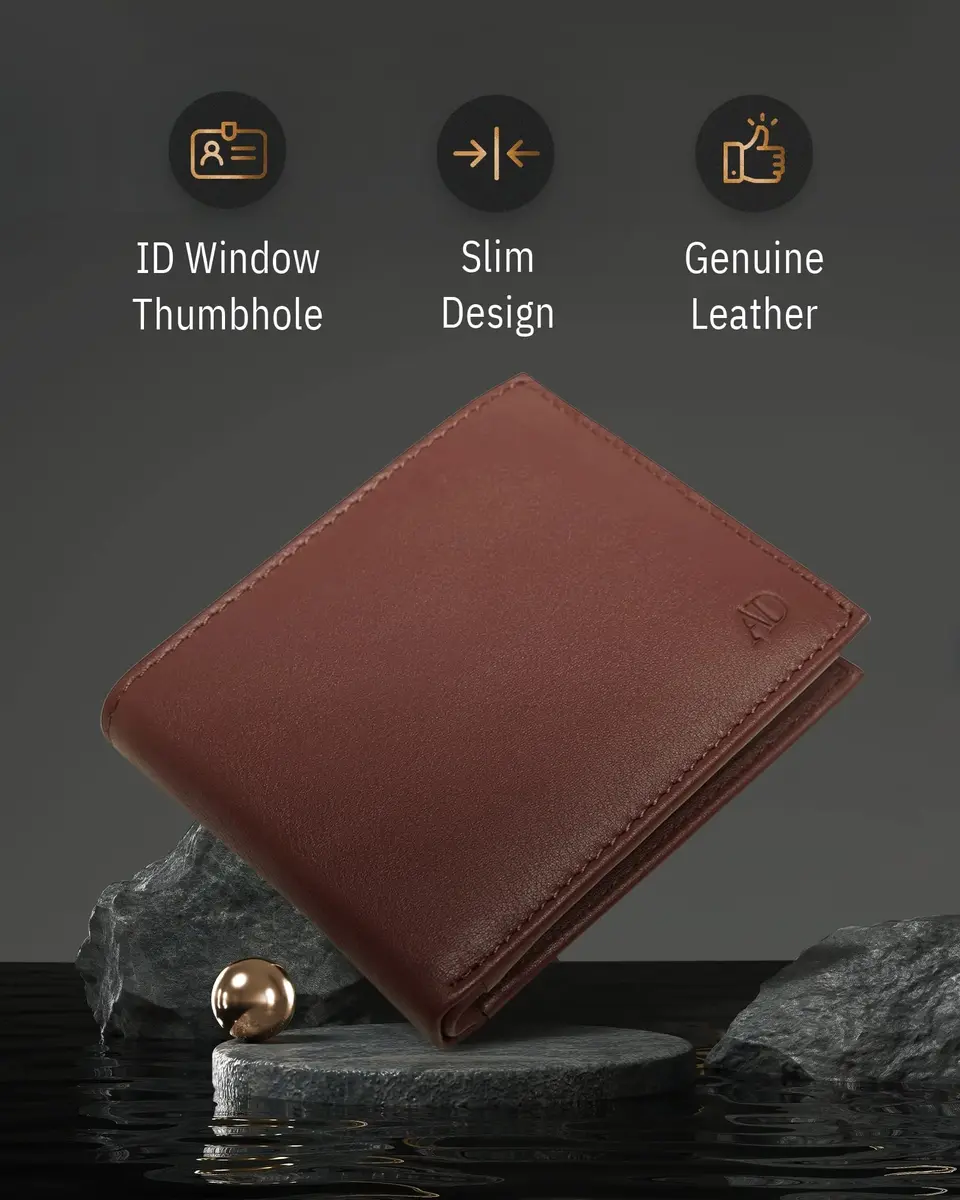 Access Denied Slim Leather Bifold Wallet for Men | RFID Blocking Card Holder with ID Window - view 3