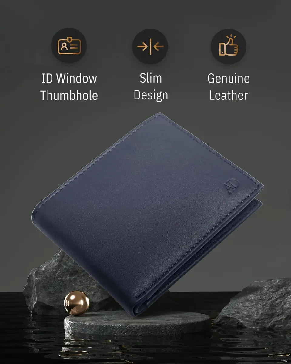 Access Denied Slim Leather Bifold Wallets For Men - Minimalist Mens Wallet RFID Blocking Card Holder With ID Window Gifts For Men - view 3