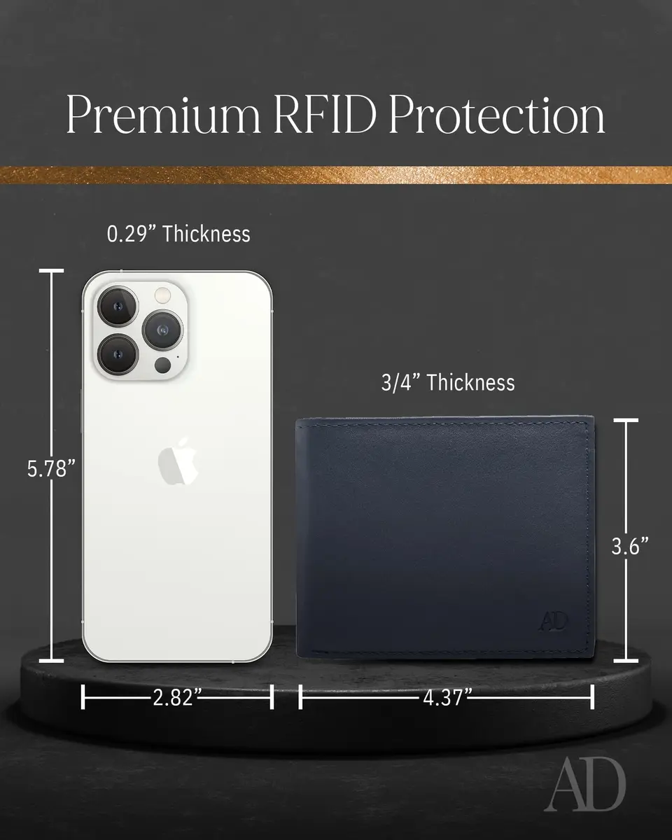 Access Denied Slim Leather Bifold Wallets For Men - Minimalist Mens Wallet RFID Blocking Card Holder With ID Window Gifts For Men - view 4