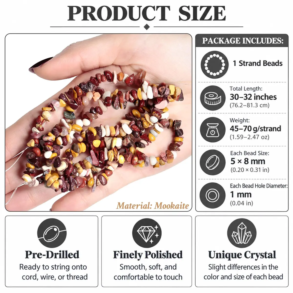TUMBEELLUWA Mookaite Crystal Chips 5-8mm | Unique Jewelry Beads for DIY Crafts - view 3