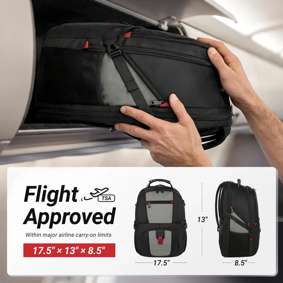 YOREPEK Large Laptop Backpack for Men, Heavy Duty Travel Backpack 43.2 cm (17 Inch) | TSA Approved Carry-On - view 5