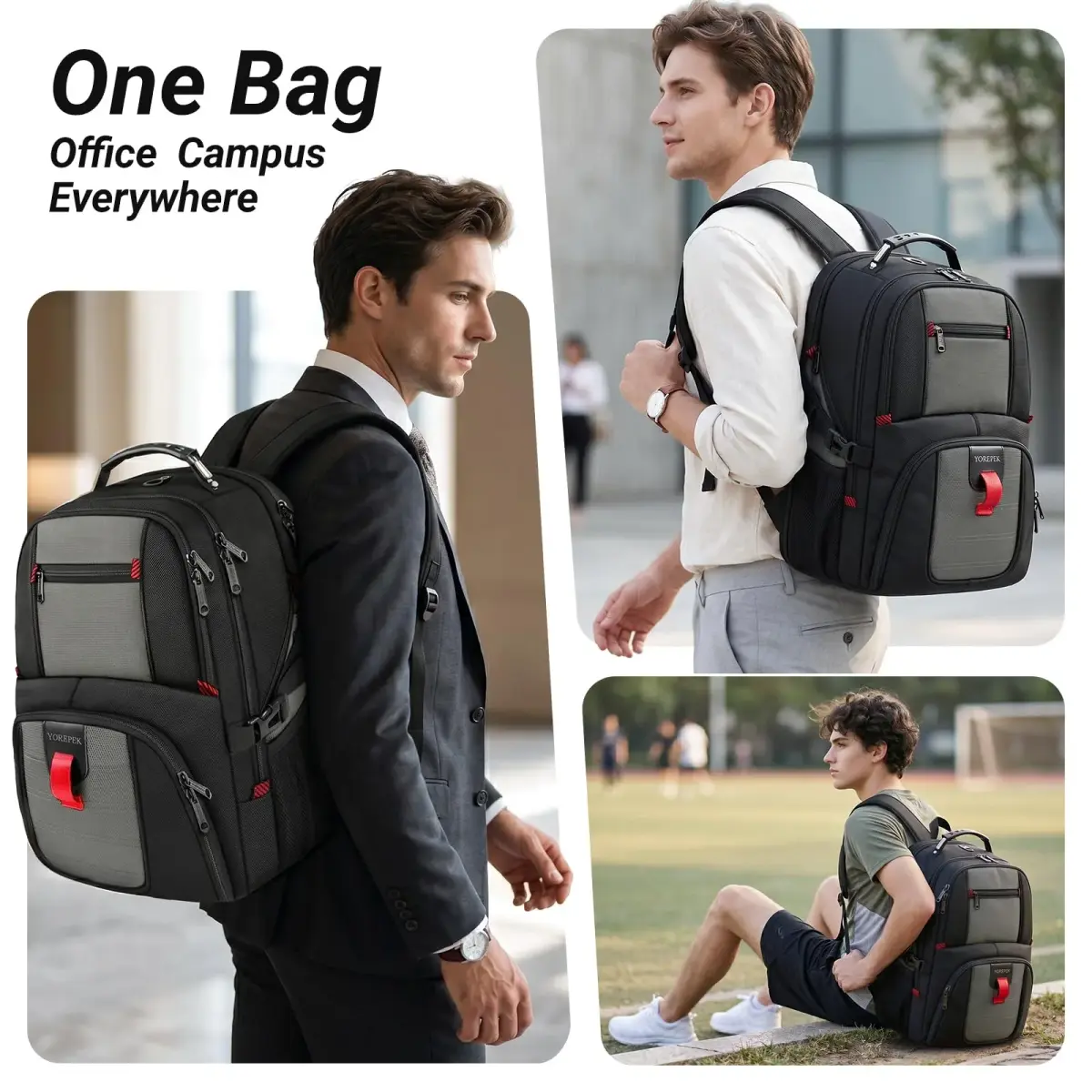 YOREPEK Large Laptop Backpack for Men, Heavy Duty Travel Backpack 43.2 cm (17 Inch) | TSA Approved Carry-On - view 6