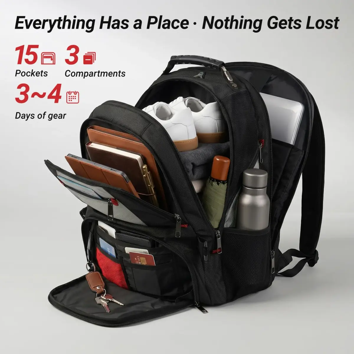 YOREPEK Large Laptop Backpack for Men, Heavy Duty Travel Backpack 43.2 cm (17 Inch) | TSA Approved Carry-On - view 4