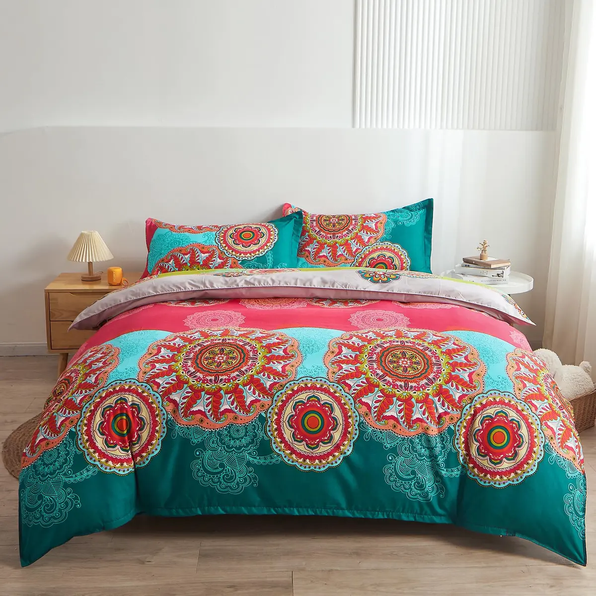 Pangzi Bohemian Duvet Cover Set Lightweight Microfiber Bedding Set (Twin) | Reversible Boho Chic Pattern, 68x85 inches - main product image