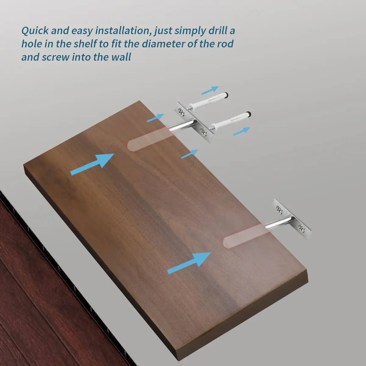 Antrader 4 Inch Concealed Floating Shelf Brackets (10.16 cm / 4 Inch) - Pack of 6 | Heavy Duty Cold Rolled Steel for Wall Mounts - view 2