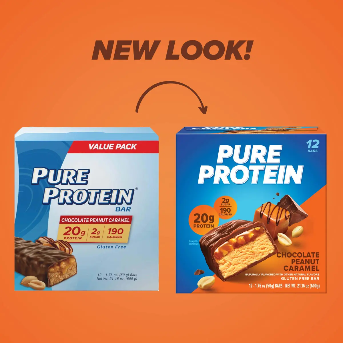 Pure Protein Chocolate Peanut Caramel Protein Bars 12 Ct | 20g Protein, 3g Sugar, Gluten-Free - view 2