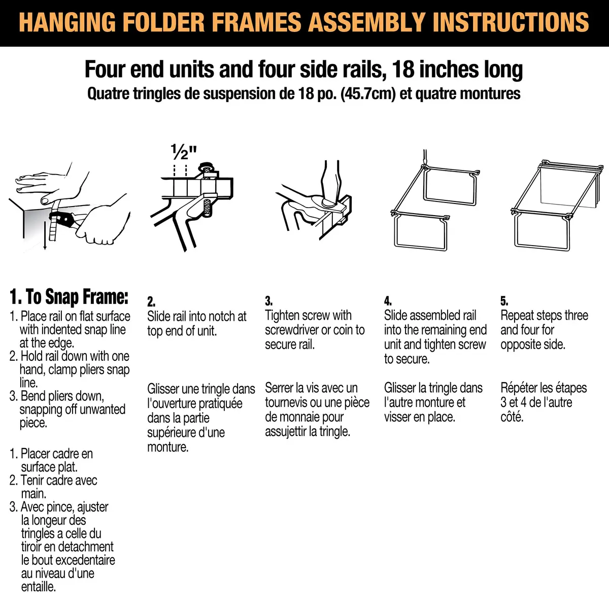 Officemate Adjustable Hanging File Frame for Letter Size 24″–27″ | Heavy-Duty Steel Drawer Organizer - view 5