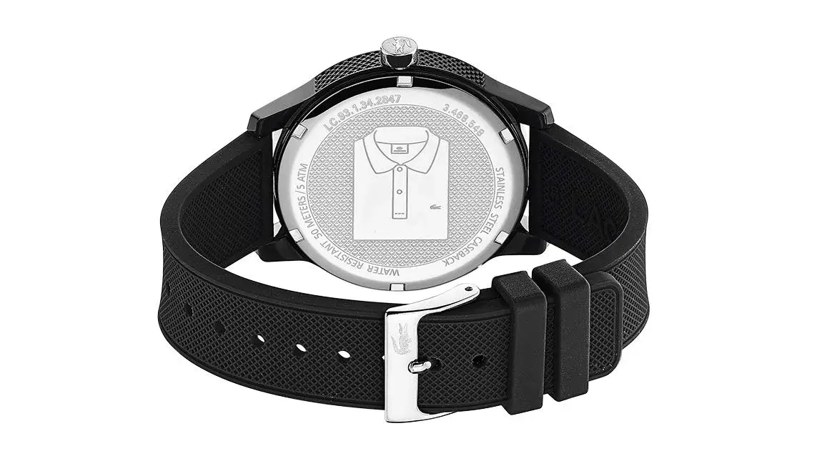 Lacoste 12.12 Men's Quartz Chronograph Watch 42mm (1.65in) | Sporty Fashion Timepiece with Black Silicone Strap - view 4