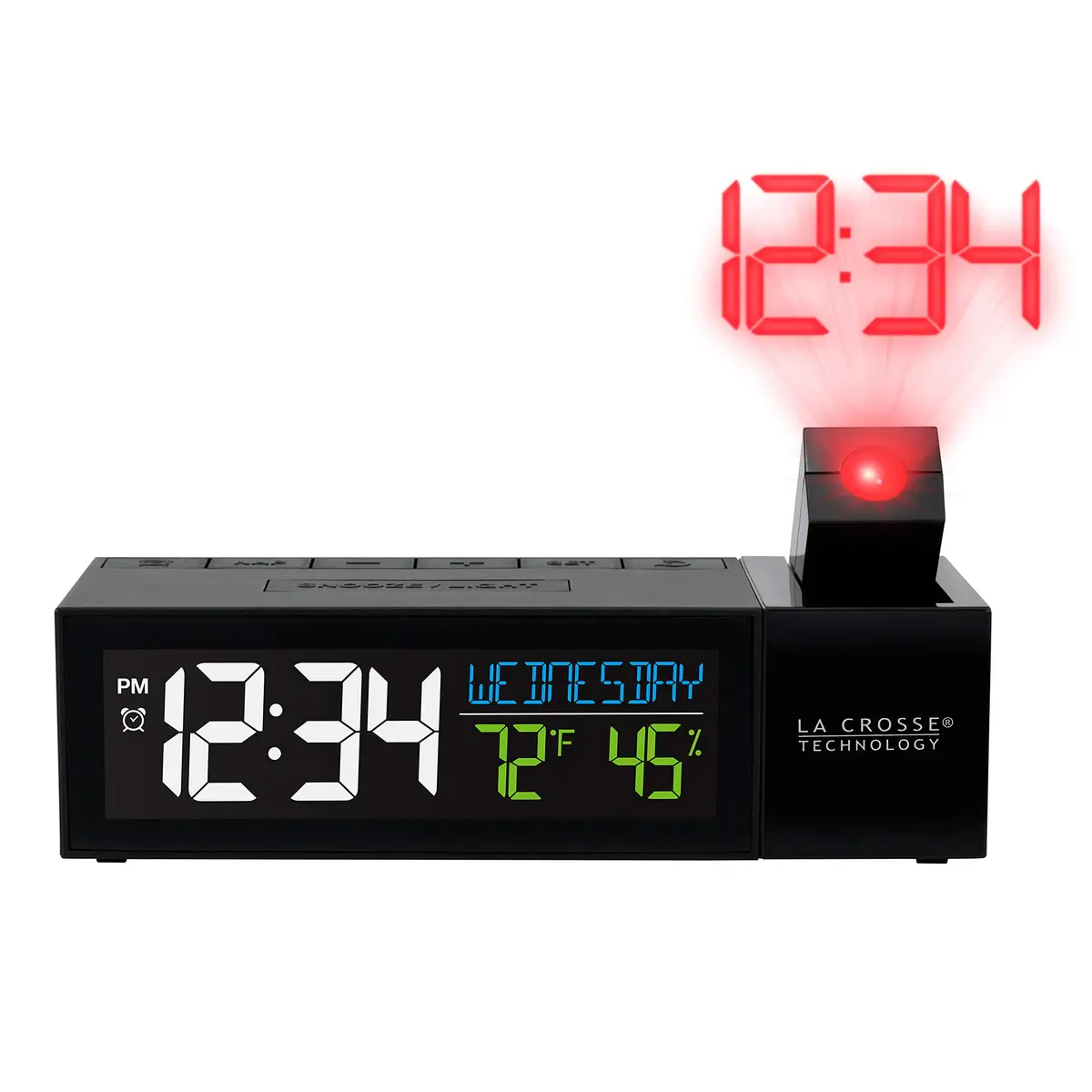 La Crosse Technology Projection Alarm Clock with USB Charging Port 16.5 cm (6.51"L x 2.56"W x 1.81"H) | Projects Time on Wall or Ceiling - main product image
