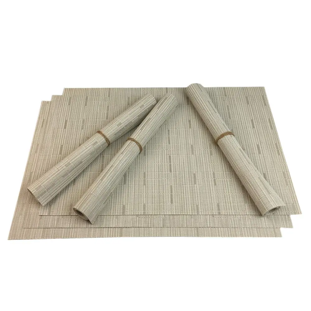 WAZAIGUR Placemats Set of 6 for Dining Table | Heat-Resistant, Easy to Clean, Woven Vinyl, Cream - view 2