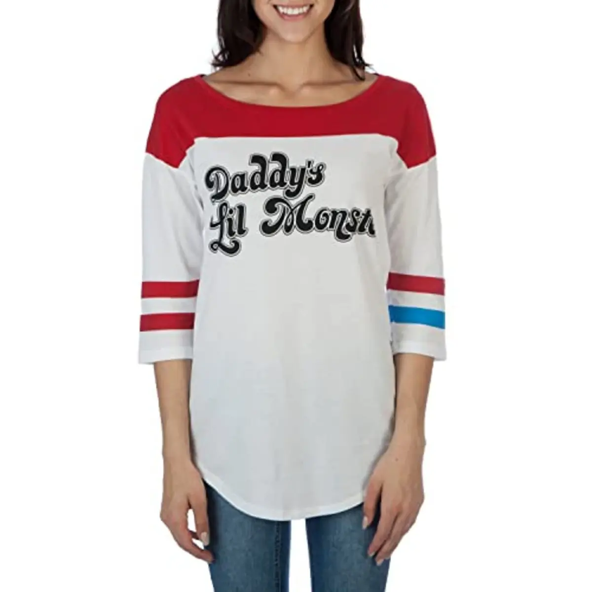 Bioworld Suicide Squad Harley Quinn Daddy's Lil Monster Raglan T-Shirt (X-Small) | Officially Licensed DC Comics - main product image
