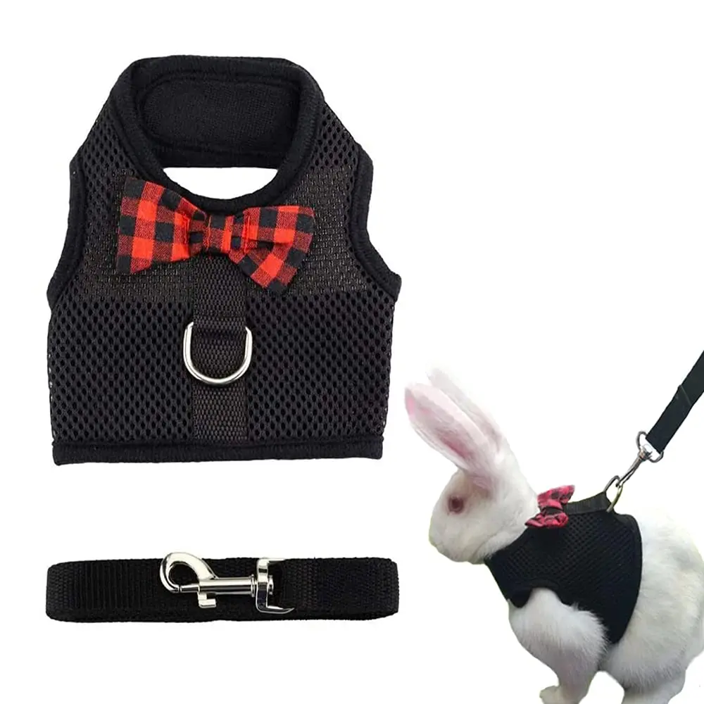 ASOCEA Adjustable Bunny Harness and Leash Breathable Mesh Vest for Small Animals (30-34cm Neck, 26-30cm Chest) | Soft Pet Harness Vest for Rabbits & Ferrets - main product image