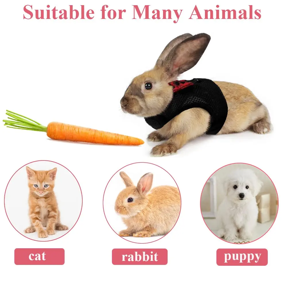 ASOCEA Adjustable Bunny Harness and Leash Breathable Mesh Vest for Small Animals (30-34cm Neck, 26-30cm Chest) | Soft Pet Harness Vest for Rabbits & Ferrets - view 4