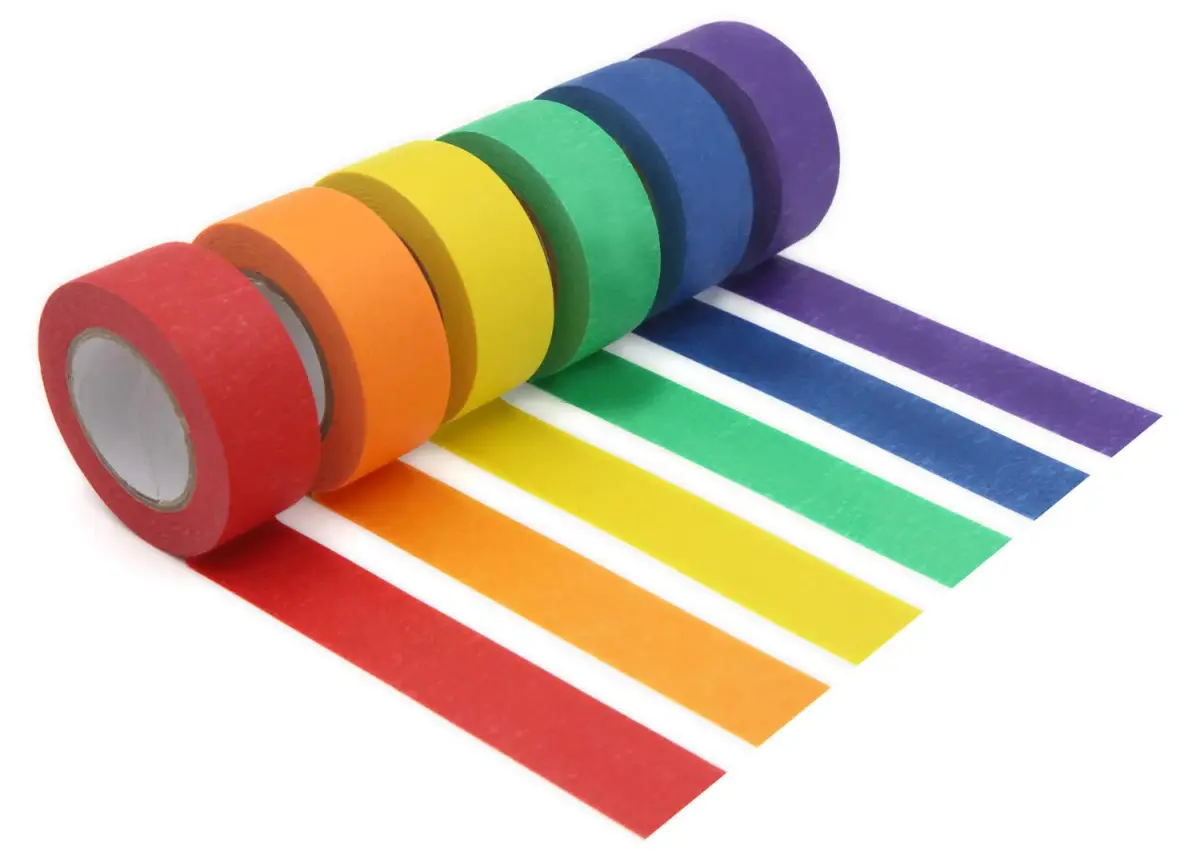 JONYEE Colored Masking Tape 6 Rolls | 1 Inch Wide, 13 Yards Each | Arts, Crafts, Labeling & Kids' Projects - view 9