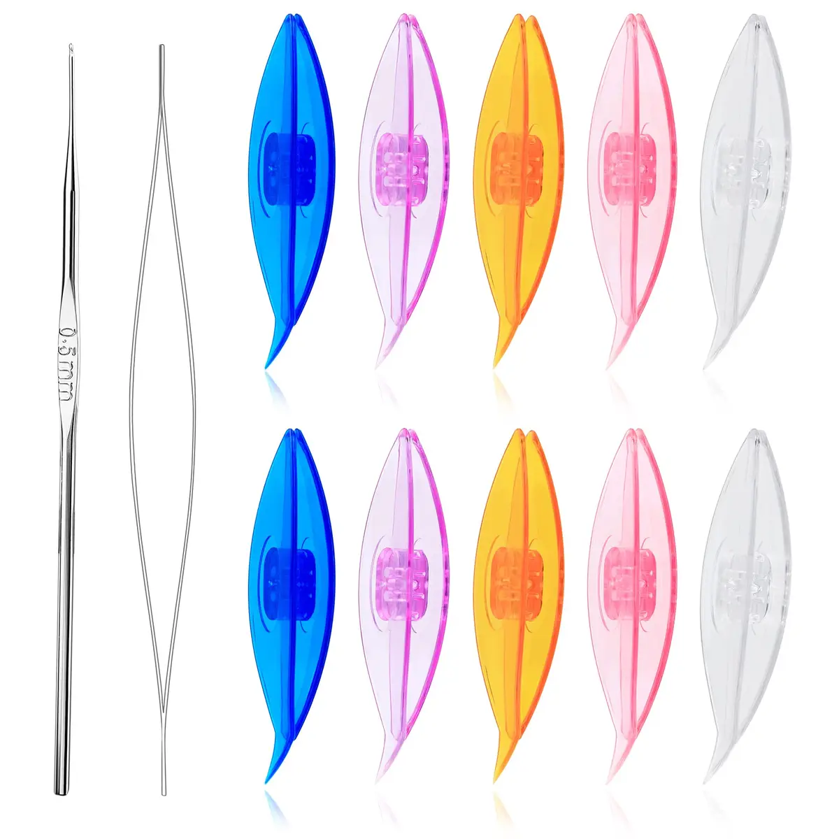 BUTUZE Tatting Shuttle Kit for Beginners, 10 Transparent Plastic Shuttles with Beading Needle & Crochet Hook | Assorted Colors - view 8