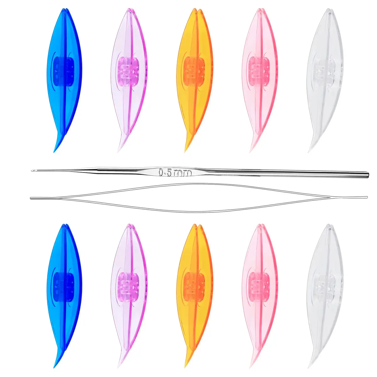 BUTUZE Tatting Shuttle Kit for Beginners, 10 Transparent Plastic Shuttles with Beading Needle & Crochet Hook | Assorted Colors - view 9