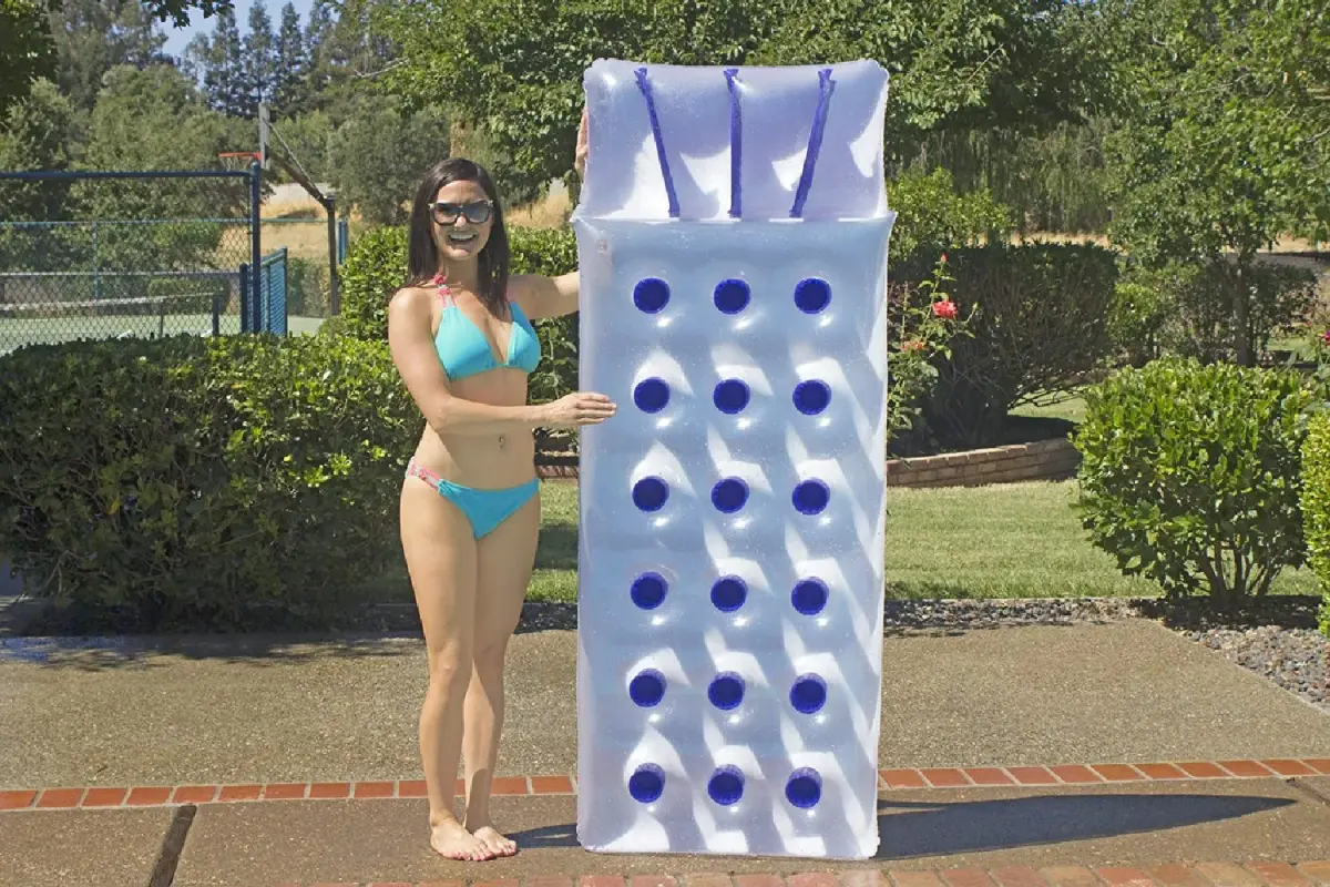 Poolmaster Classic French Pocket Inflatable Swimming Pool Mattress Float 193cm (76") x 71cm (28") | Built-in Pillow for Relaxation - view 3