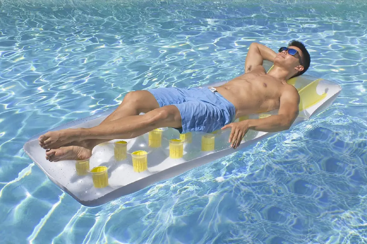 Poolmaster Classic French Pocket Inflatable Swimming Pool Mattress Float 193cm x 71cm (76" x 28") | Relaxing Pool Lounger with Water-Trapping Pockets - view 2