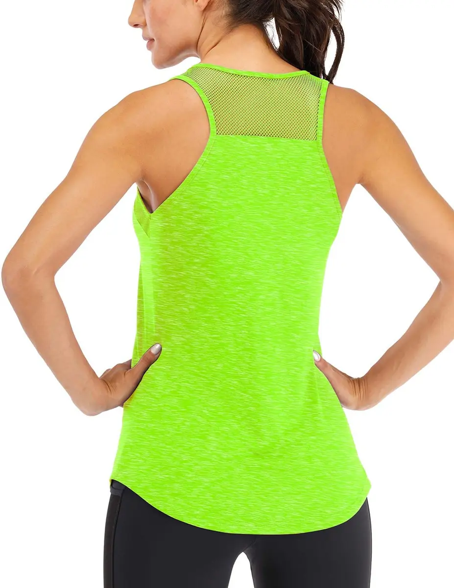 Fihapyli Workout Tank Tops for Women Breathable Mesh Racerback Loose Fit Backless Green - main product image