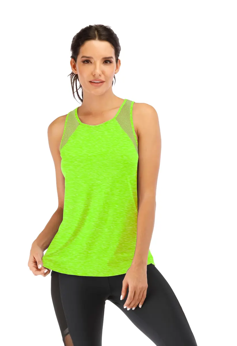 Fihapyli Workout Tank Tops for Women Breathable Mesh Racerback Loose Fit Backless Green - view 2