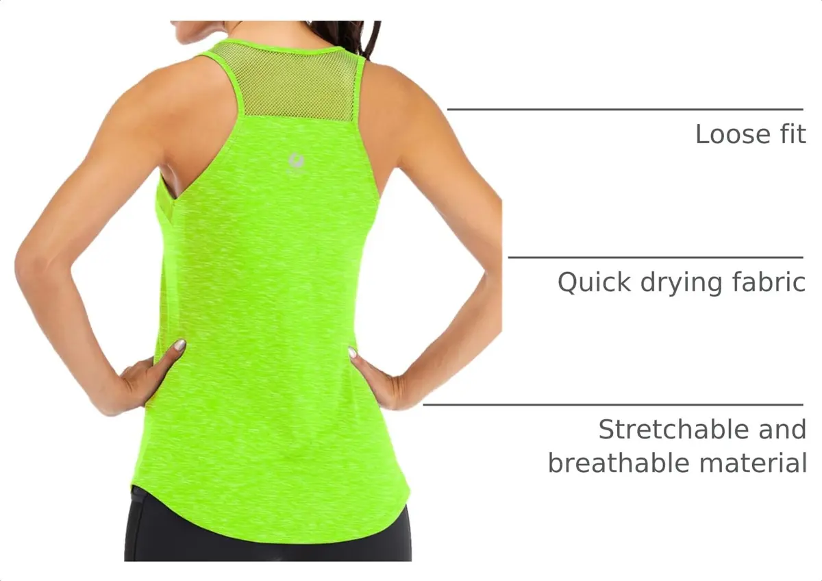 Fihapyli Workout Tank Tops for Women Breathable Mesh Racerback Loose Fit Backless Green - view 3