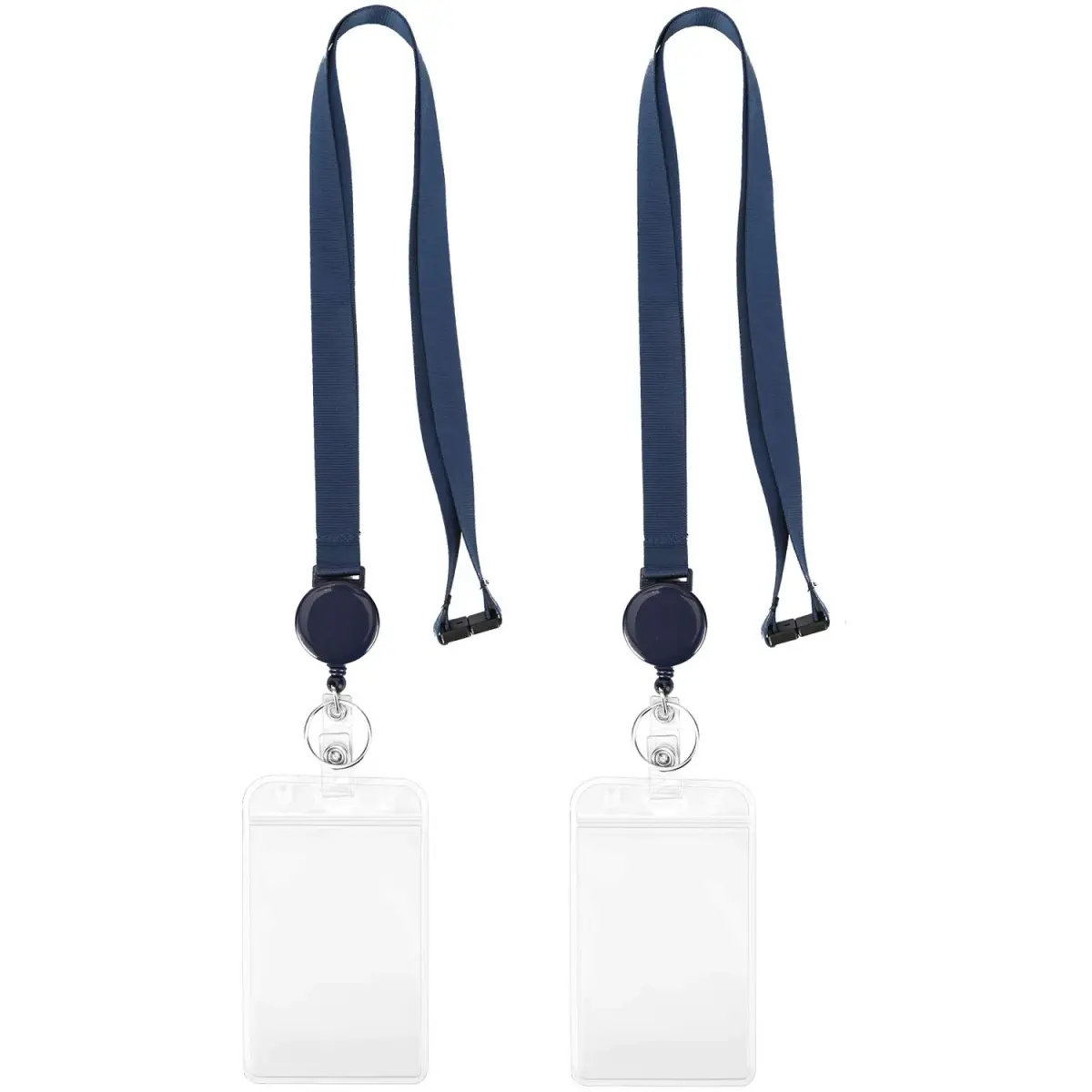 YOUOWO Retractable Badge Reel with Lanyard and Vertical ID Badge Holder 25 inch (63.5 cm) | Pack of 2 - main product image