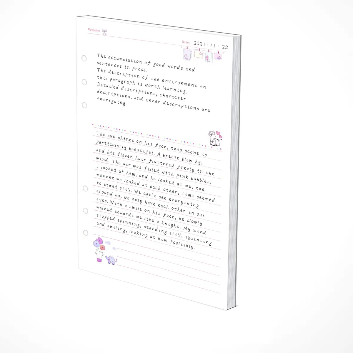 Rancco A6 Planner Inserts Lined Paper, Colorful 90 Page 6-Ring Memo Refill, Double-sided, 6.9x3.7" | Refillable Planner Paper for Office & School - view 8