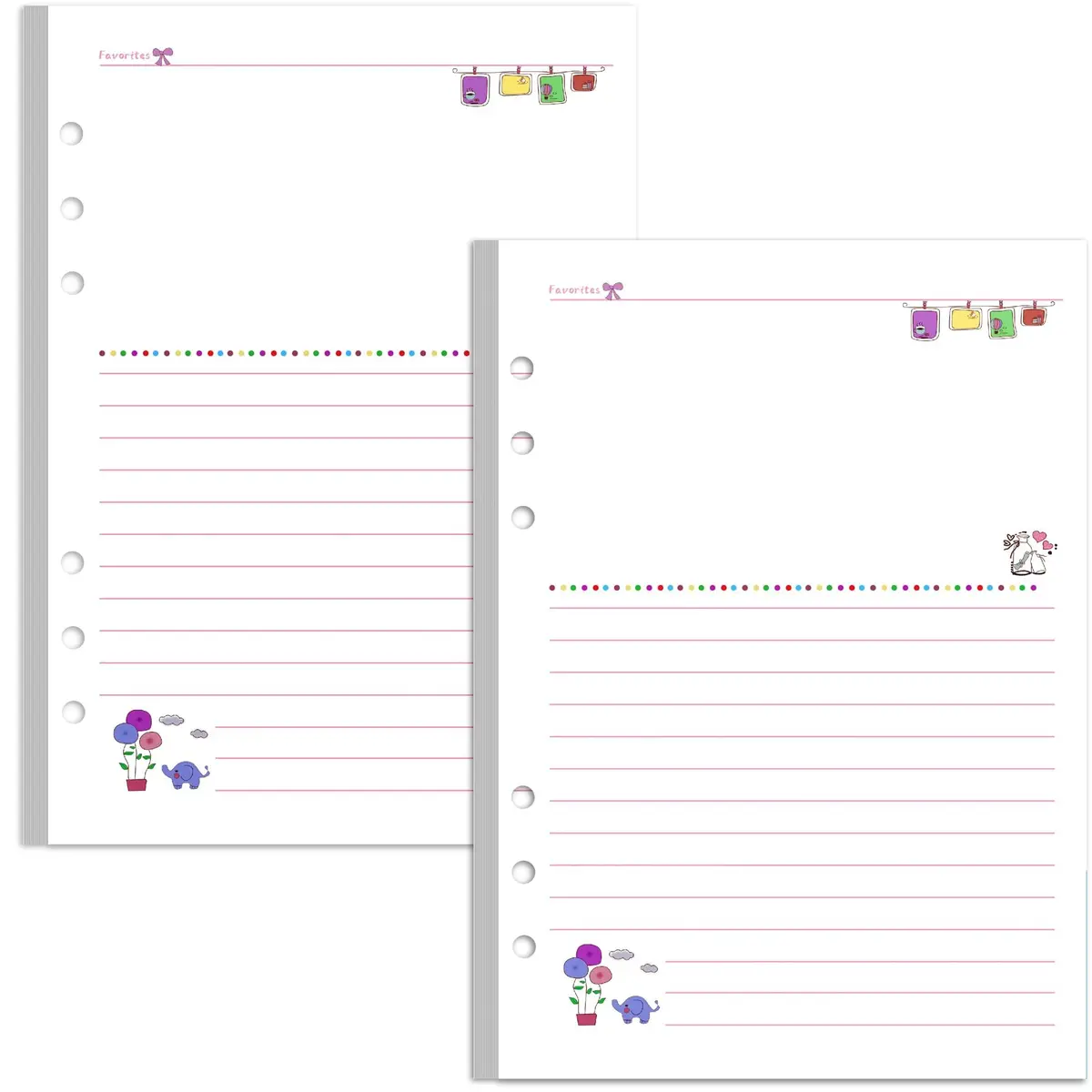 Rancco A5 6-Hole Undated Lined Paper Refill Set 180 Pages (21 x 14.2 cm / 8.3 x 5.6 inches) | Includes Zipper Pocket, Ruler, Dividers & Index Tabs - main product image