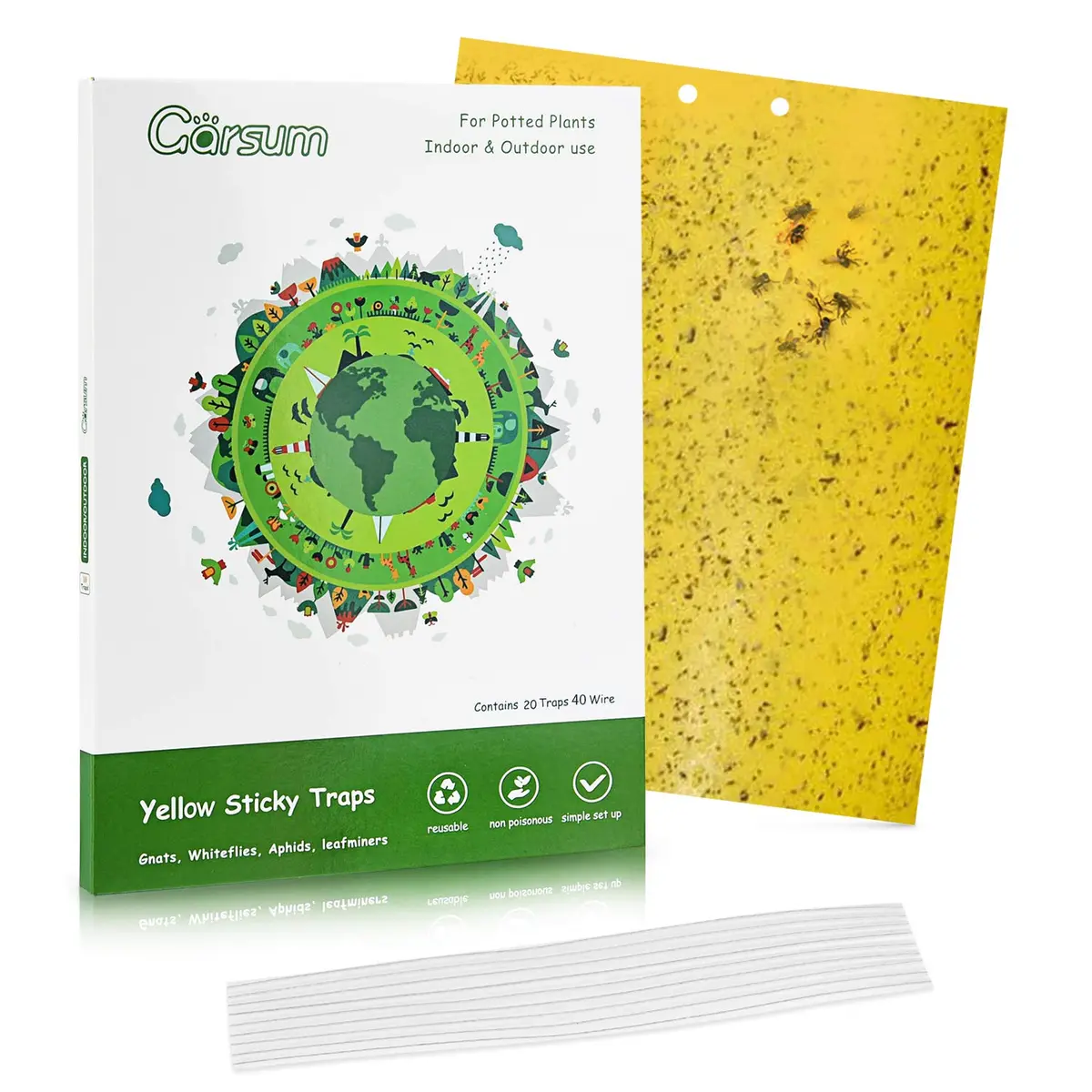 Garsum Yellow Sticky Traps 20 Pack 6x8 in | Natural Pest Control for Flying Insects - main product image