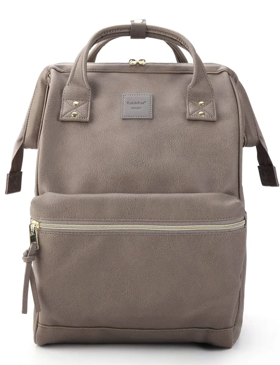 Kah&Kee Leather Backpack for Women and Men 15-inch Laptop Bag | Teacher Professional, Diaper Bag, Travel (Dark Gray, Medium) - main product image