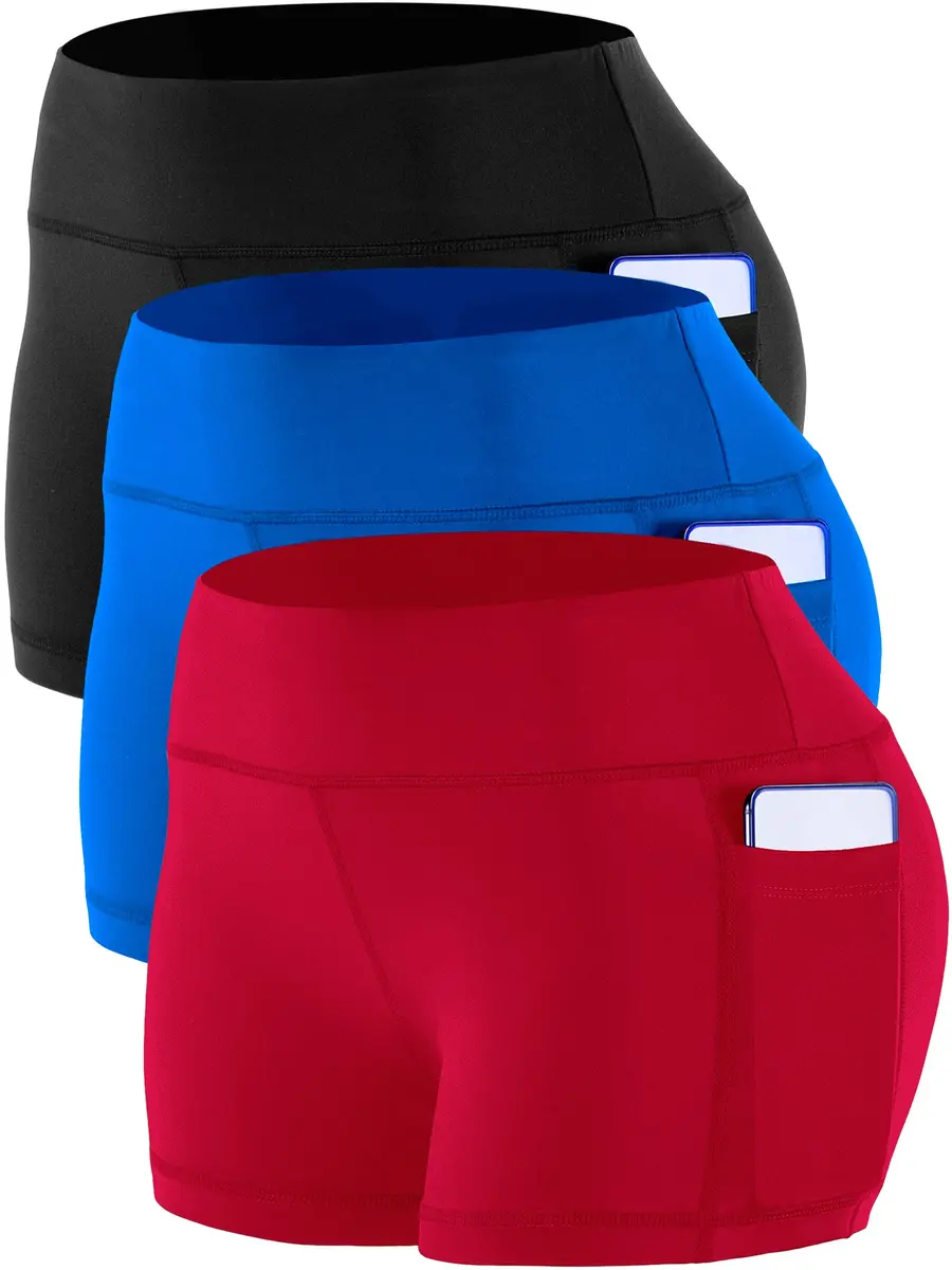 CADMUS Women's High Waist Workout Shorts with Pocket, 3 Pack, XX-Large | Breathable, Moisture-Wicking Active Shorts - main product image