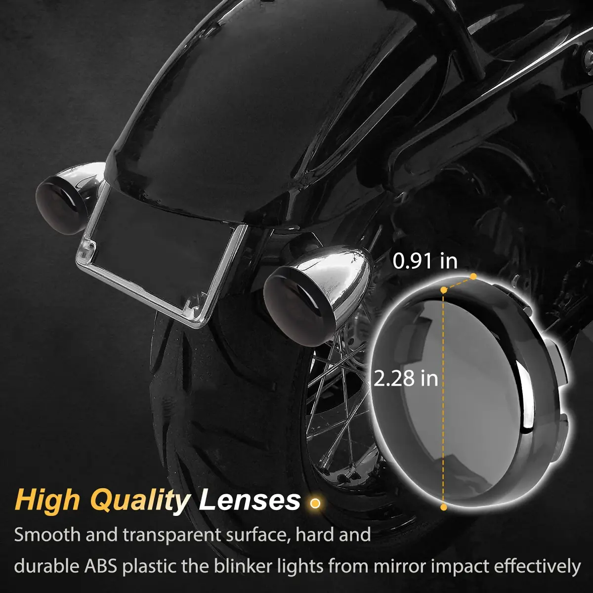 NTHREEAUTO Smoke Bullet Turn Signal Light Lens Covers for Harley 4 Pcs | 11.5 cm (4.5 in) Width - view 3