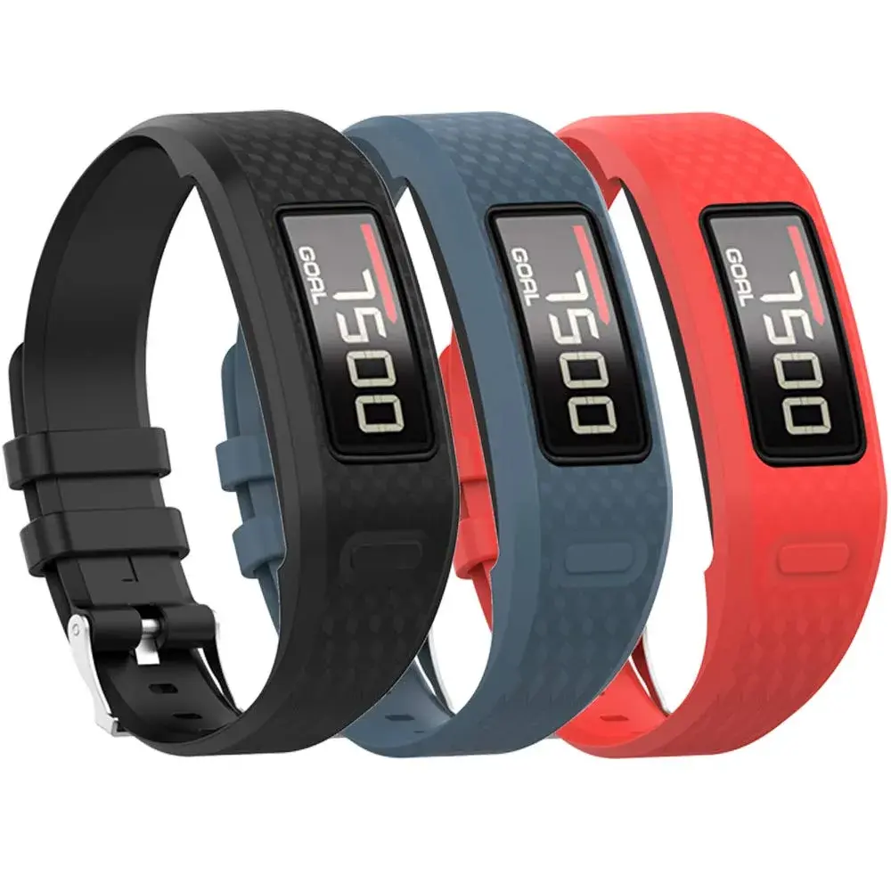 QGHXO Replacement Bands for Garmin Vivofit 1/2 - Black, Slate & Red Silicone, Large Size - main product image