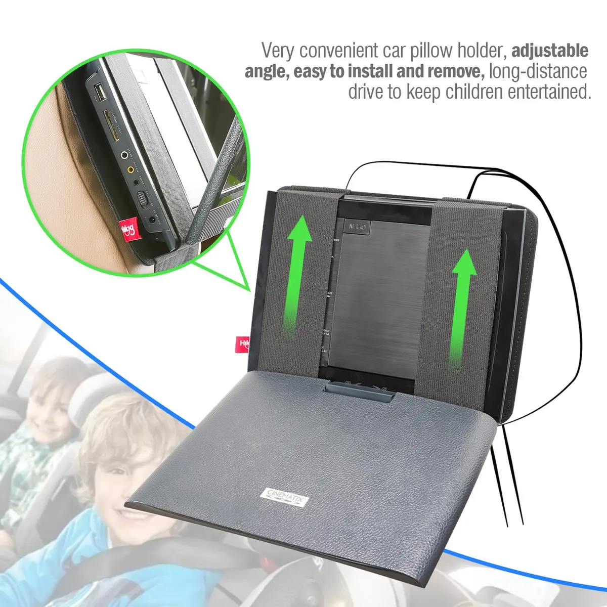 Qenker Portable Video Disc Player Headrest Mount Holder 7-12 inch | Swivel & Flip Car Back Seat - view 4