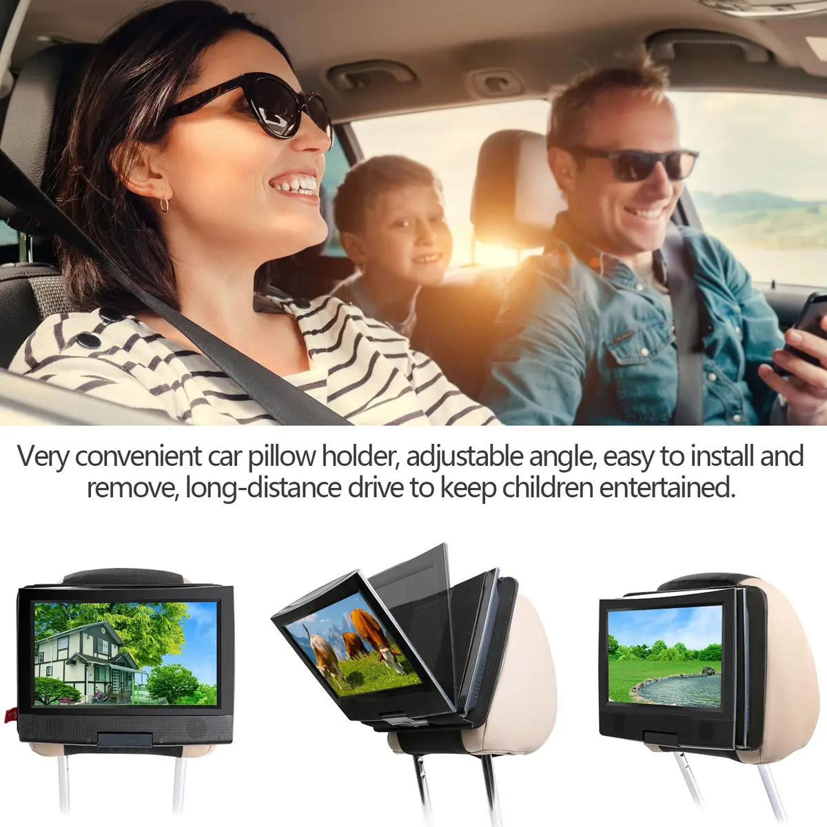 Qenker Portable Video Disc Player Headrest Mount Holder 7-12 inch | Swivel & Flip Car Back Seat - view 9
