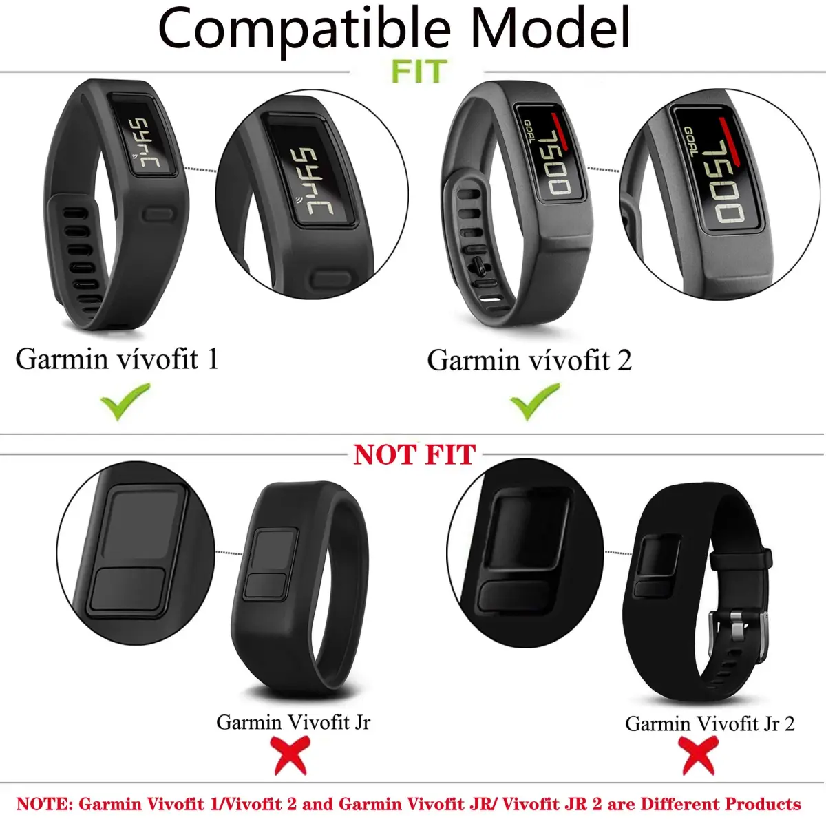 QGHXO Replacement Band for Garmin Vivofit 1/2 Activity Tracker - Black/Navy/Lime (22mm) - view 7