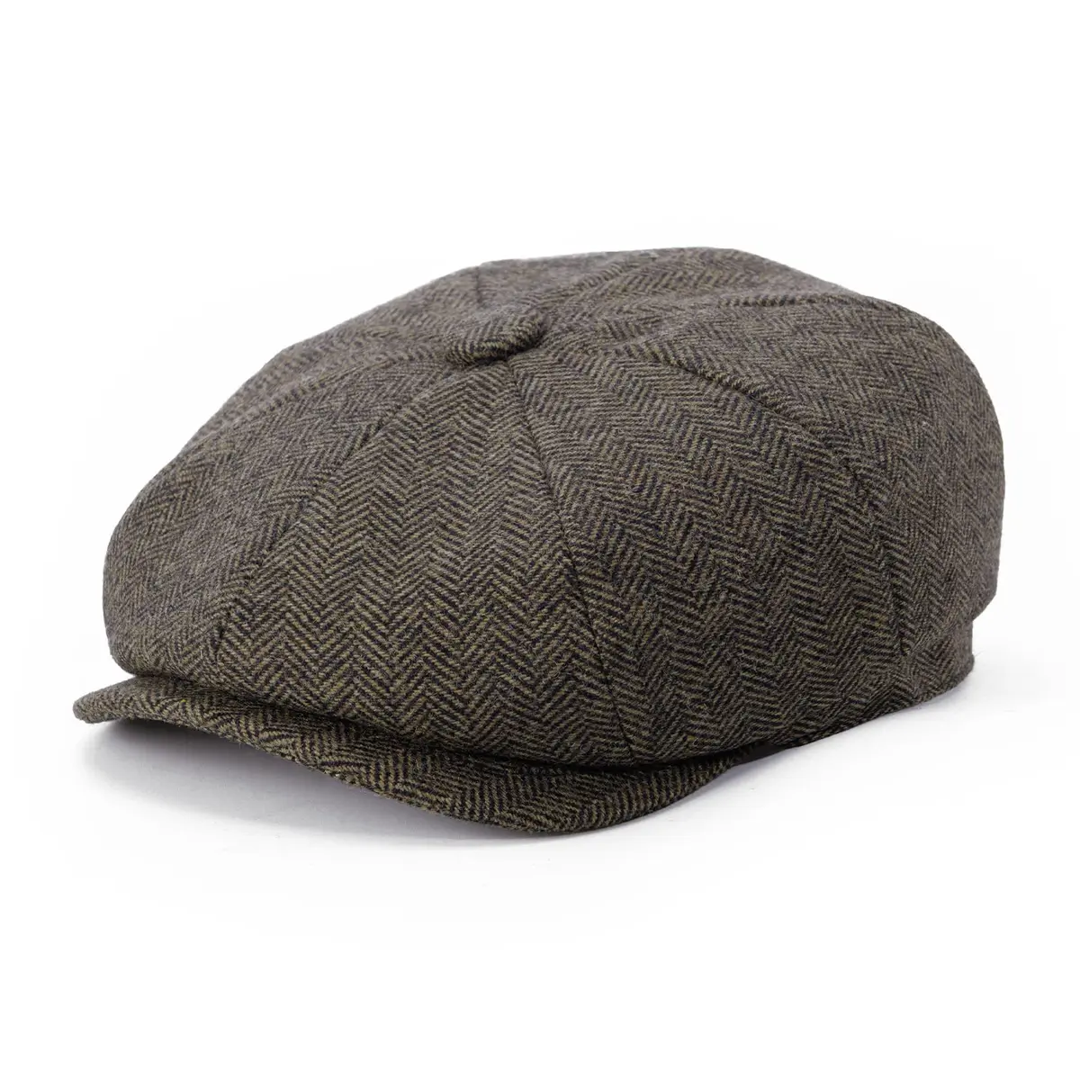 BOTVELA Men's 8 Panel Wool Blend Newsboy Flat Cap Khaki 63cm (7 7/8) - main product image