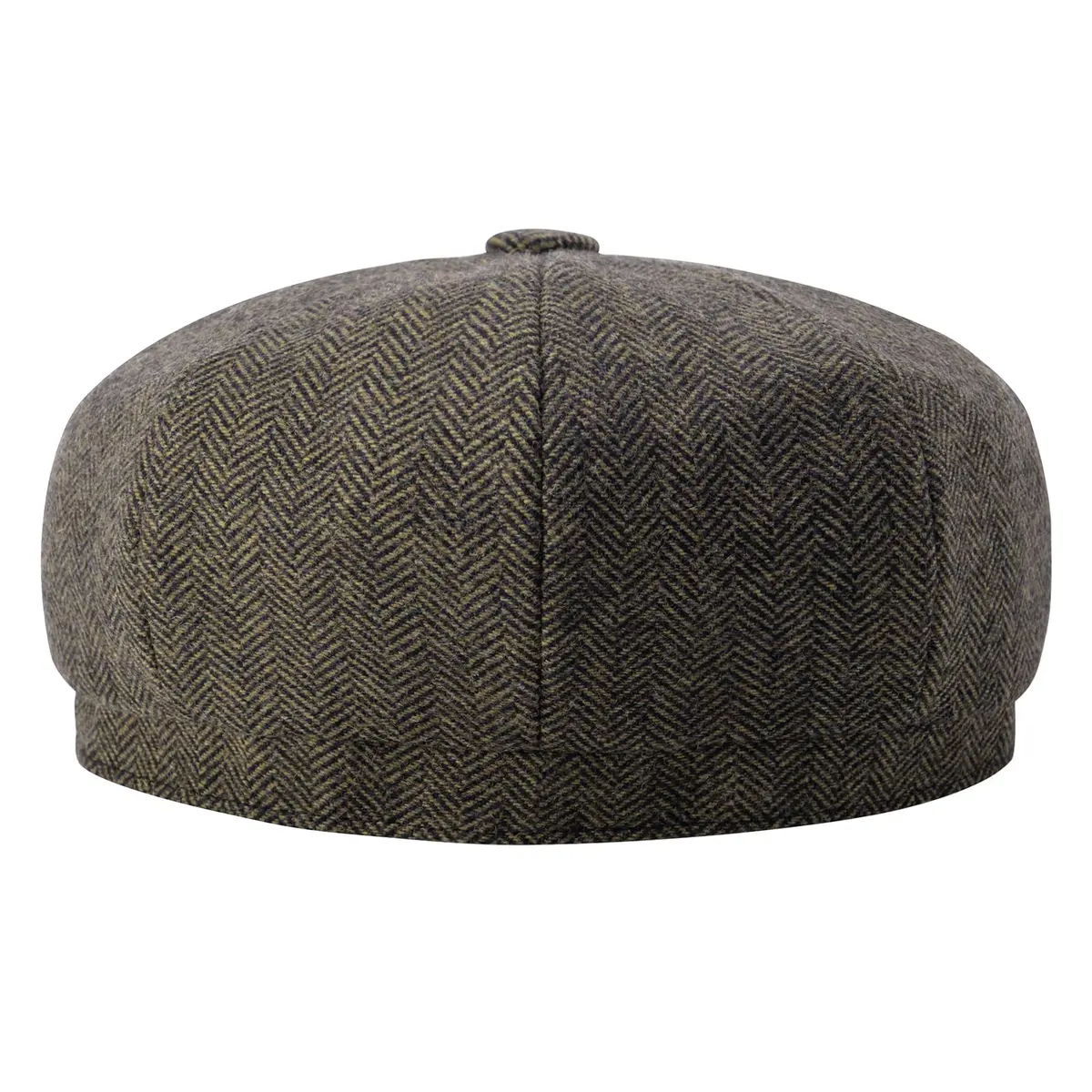 BOTVELA Men's 8 Panel Wool Blend Newsboy Cap Khaki M | Classic Herringbone Pattern for All Seasons - view 4