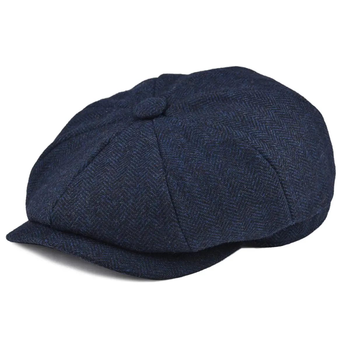 BOTVELA Wool Blend Newsboy Flat Cap (Navy, 7 1/8) | Classic 8 Panel Style for Men - main product image