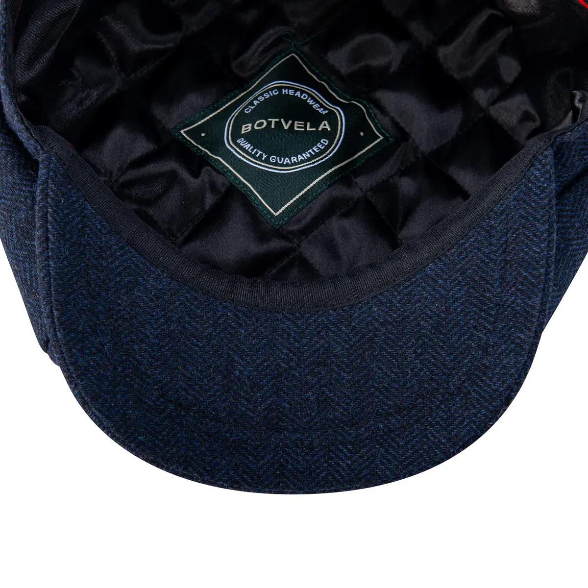BOTVELA Wool Blend Newsboy Flat Cap (Navy, 7 1/8) | Classic 8 Panel Style for Men - view 6