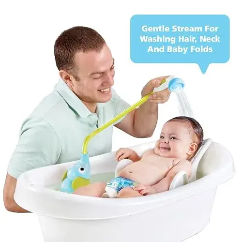 Yookidoo Elephant Baby Bath Shower Head with Water Pump & Trunk Spout Rinser | Safe for Newborns, Infants, Toddlers - view 2