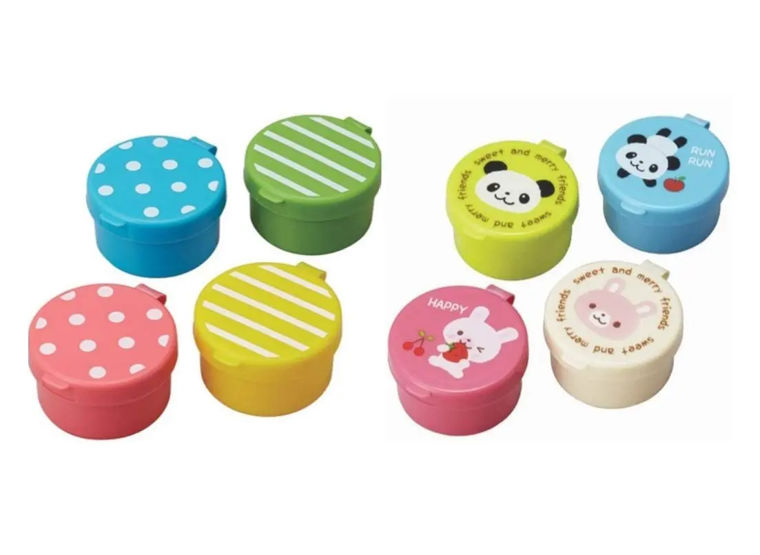 Torune Mini Animal Friends & Dot Border Condiment Mayo Containers - 8 Cups (14ml each) | Leakproof for Bento Boxes - main product image