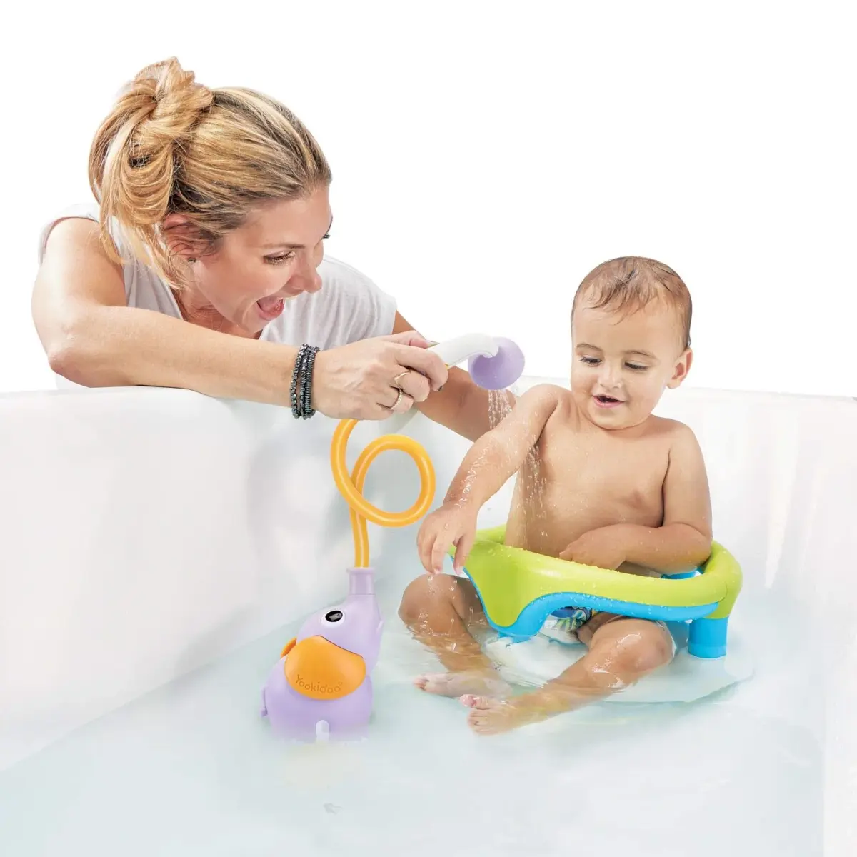 Yookidoo Elephant Baby Bath Shower Head with Water Pump & Trunk Spout Sprayer (Purple) | Fun & Safe Bathtime for Newborns & Toddlers - view 6