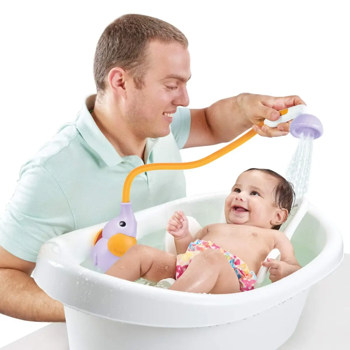 Yookidoo Elephant Baby Bath Shower Head with Water Pump & Trunk Spout Sprayer (Purple) | Fun & Safe Bathtime for Newborns & Toddlers - view 2