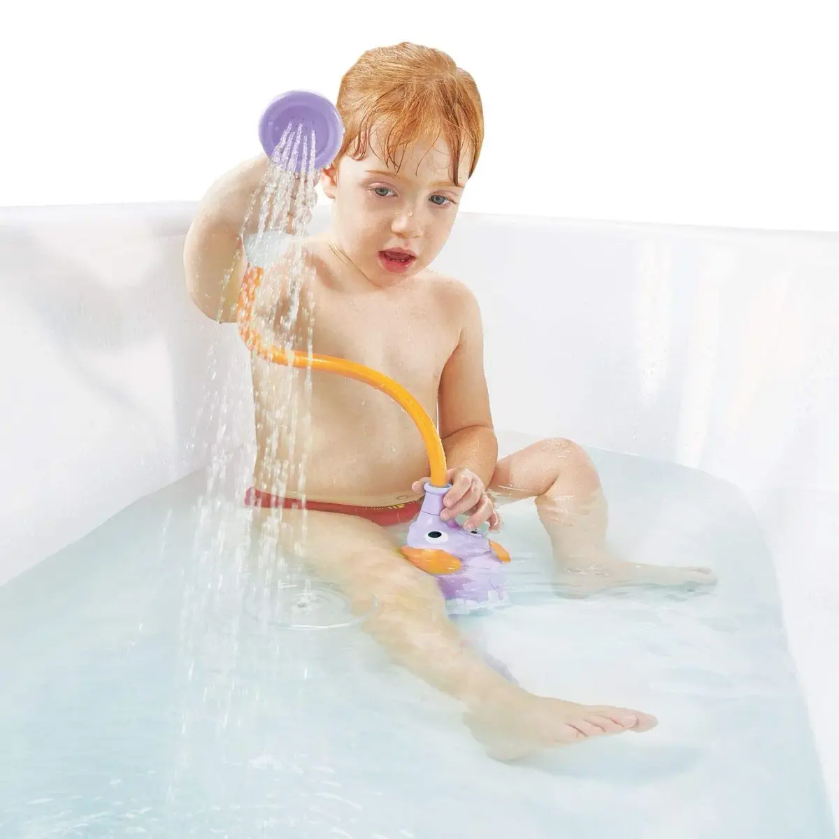Yookidoo Elephant Baby Bath Shower Head with Water Pump & Trunk Spout Sprayer (Purple) | Fun & Safe Bathtime for Newborns & Toddlers - view 4
