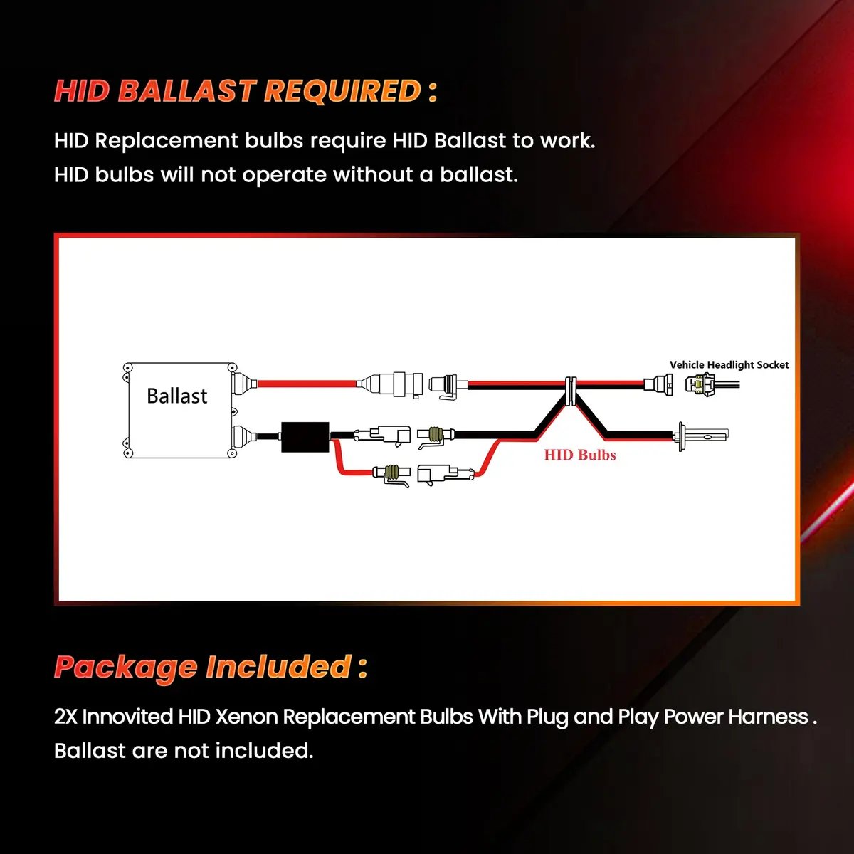 Innovited HID Xenon H1 6000K Diamond White Replacement Bulbs (Pair, 12V 55W) | Brighter Than Halogen - view 2